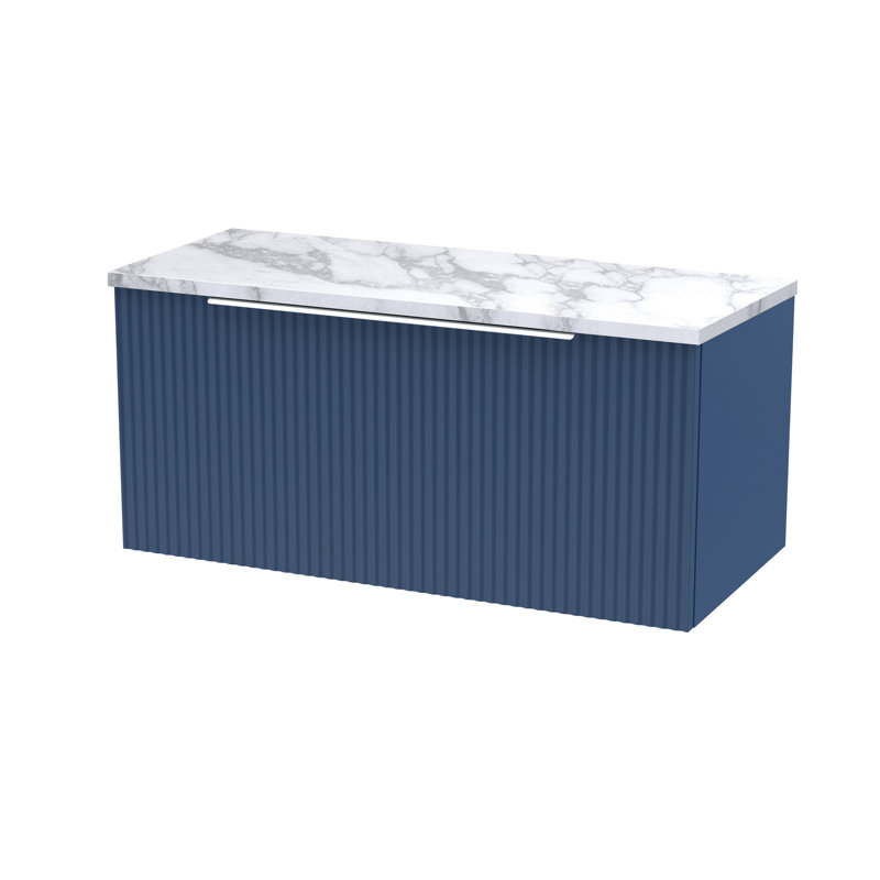 Fluted 80.5cm Single Bathroom Vanity Base Only, Satin Blue