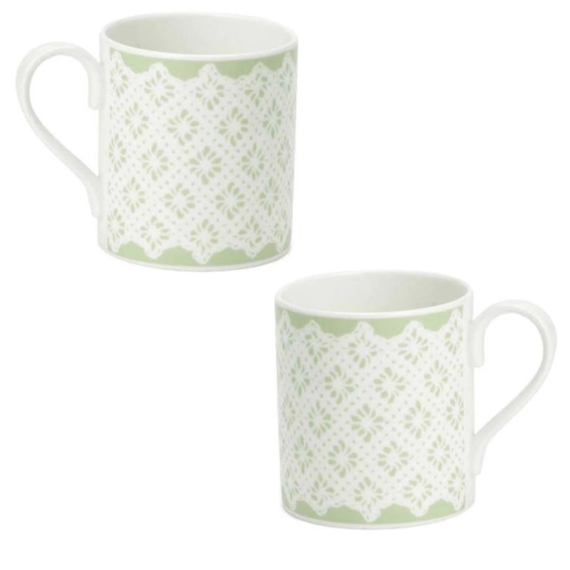 Tasse à café et soucoupe Alba, Vert / blanc