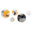 Peinture grise et jaune Elegance IV - ensemble de 5 collages abstraits ronds