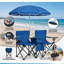 Ensemble de chaise de pique-nique portable et pliable avec parasol, bleu-130585929