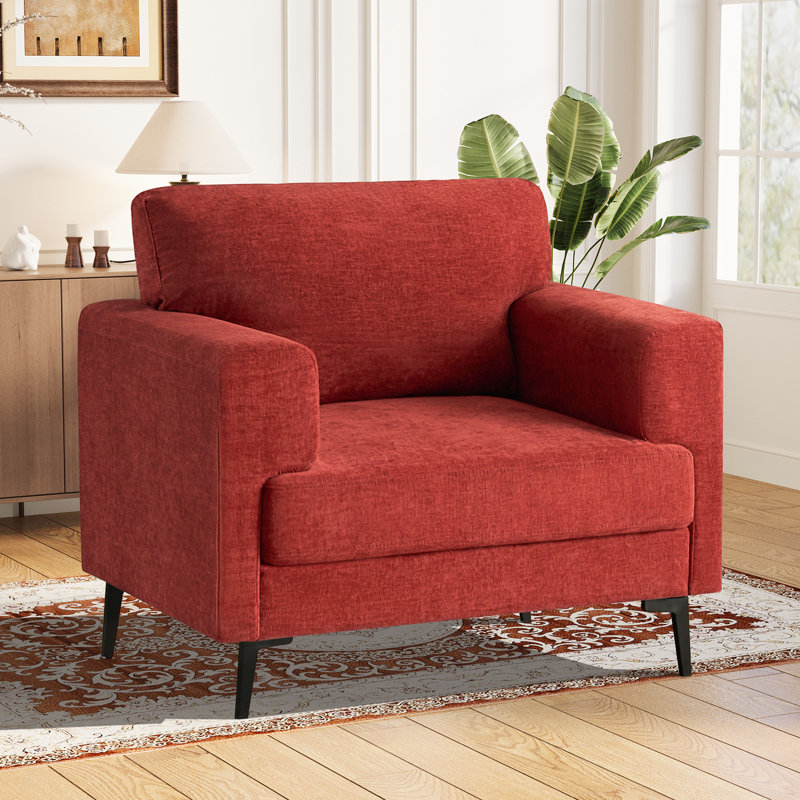 Blannie Upholstered Accent Chair, Terracotta Polyester Blend