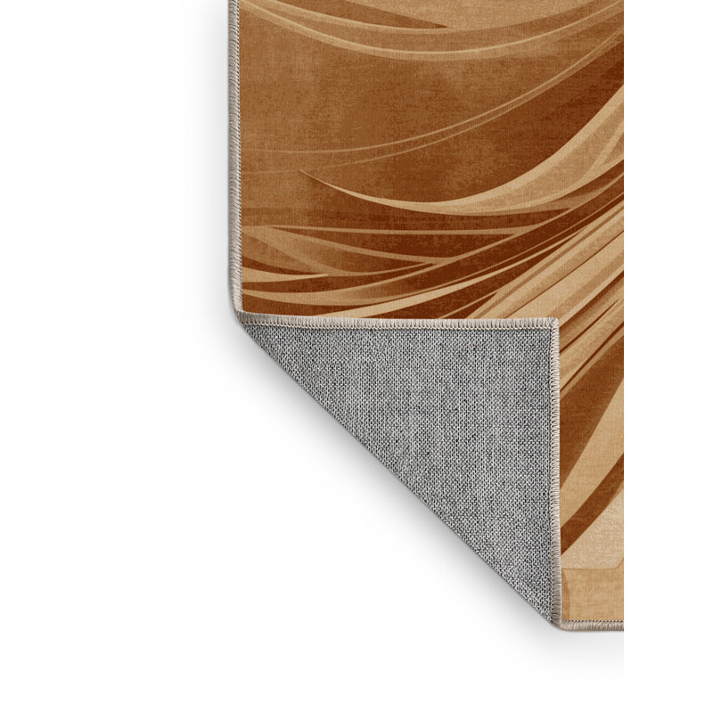 Tapis de couleur unie beige et luxueux lavable à la machine Brooksville, 6 X 9