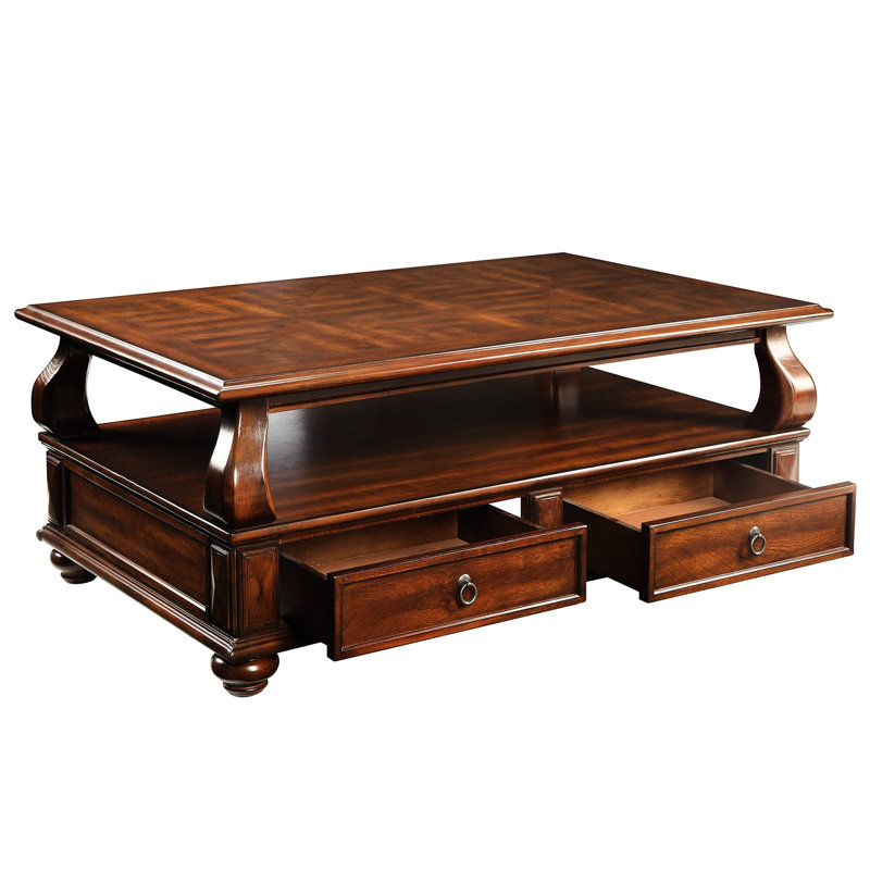 Table basse en noyer avec 4 tiroirs et 1 tablette pour plus de commodité 4 A