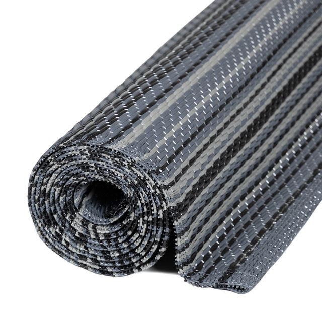 Rainbow Collection Outdoor Rug Striped Design in Dark Grey