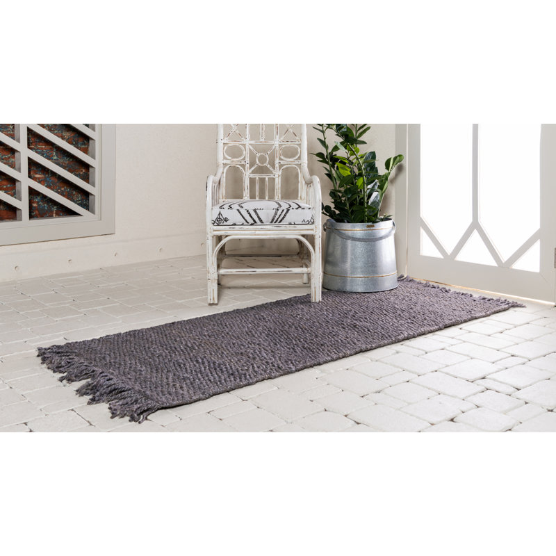 Tapis ivoire noué à la main Gelman, Tapis de couloir 2 pi 7 po x 6 pi 1 po, Grey