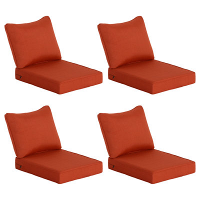 Coussins de chaise d'extérieur / d'extérieur 24 po x 27 po à siège profond (ensemble de 4) - Conception résistante à l'eau