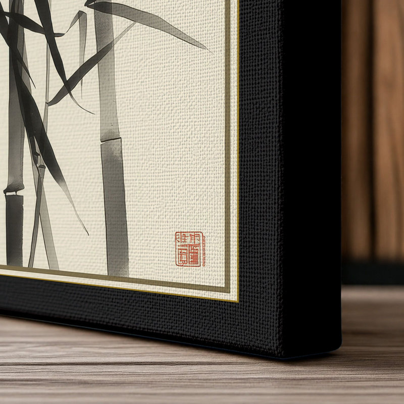 Bamboo in Ink Japandi - Wrapped Canvas, Black Border, 30x20 - 76.2 x 50.8 cm