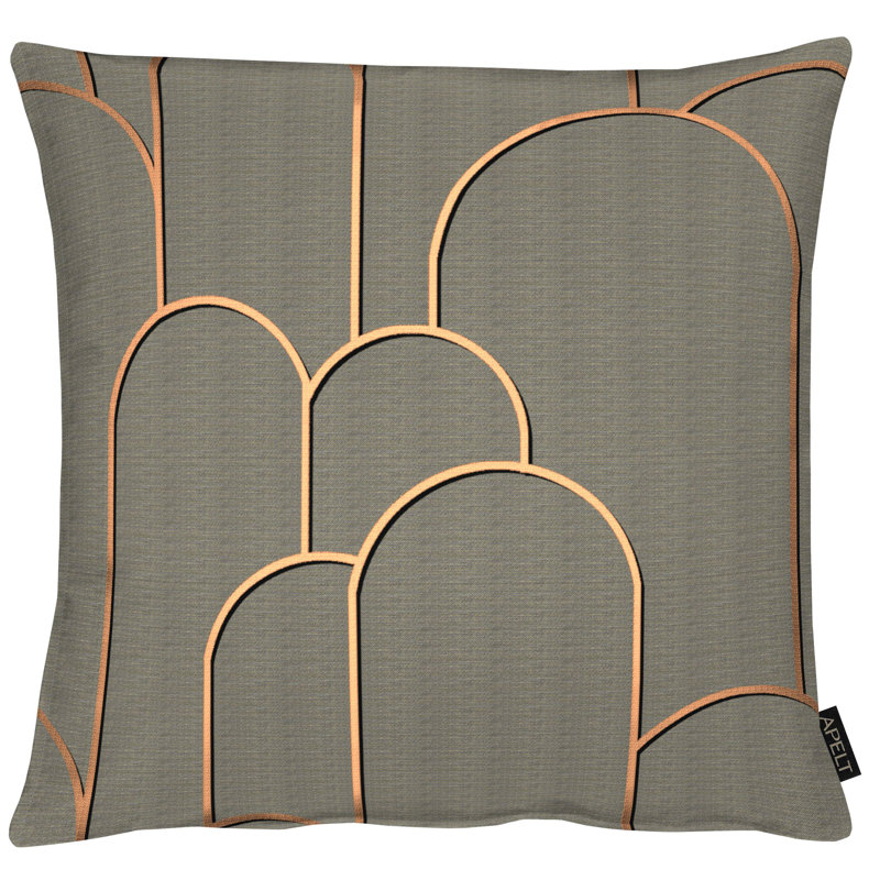 Geometric Square Cushion Cover Cushion, 49 x 49cm, Grey/Gold