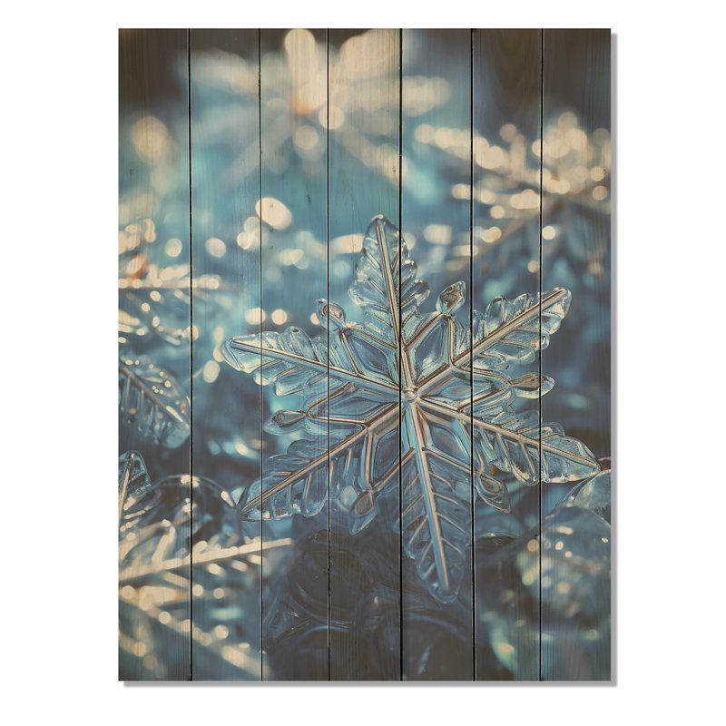 «Sunrise Snowflake Tranquility III» - paysage d'hiver sur bois, H 32 po x l 24 po