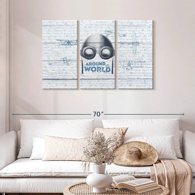 Tergel Around The World Aviation, 28" H x 45" W