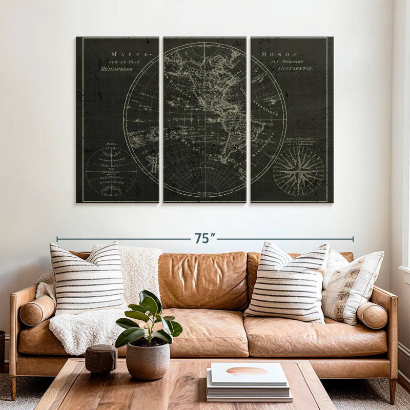 Aliaz Mappemonde Gravure III, H 42 po x l 65 po