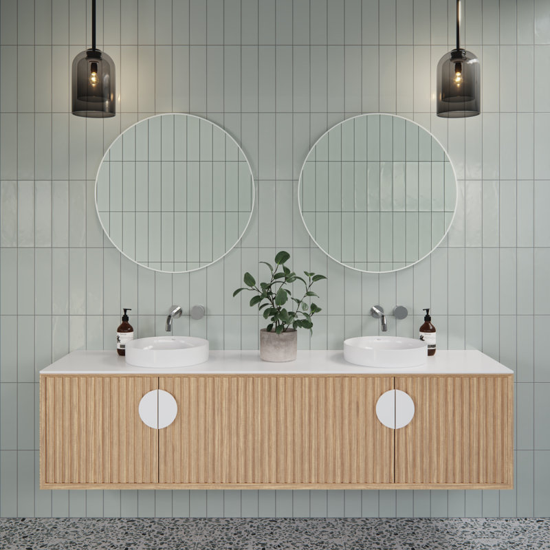 Miroir rond Leia, Blanc, 28 po x 28 po