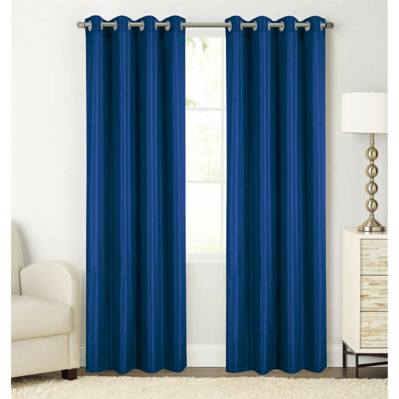Baragrey Window Curtain With Grommets 90", Navy Blue
