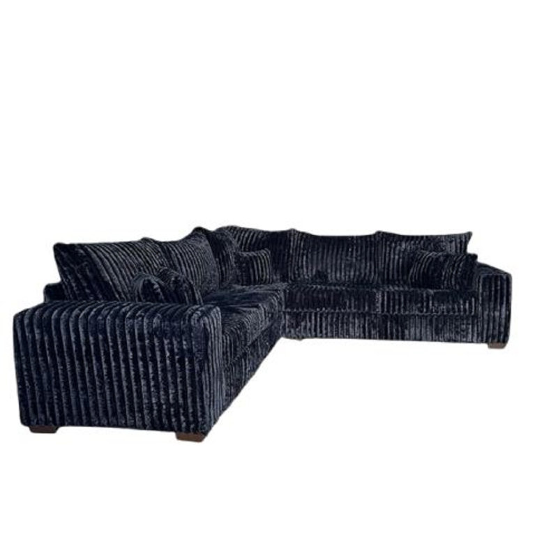Gosport 3-piece Sectional – Thick Soft Corduroy Comfort, Black Corduroy
