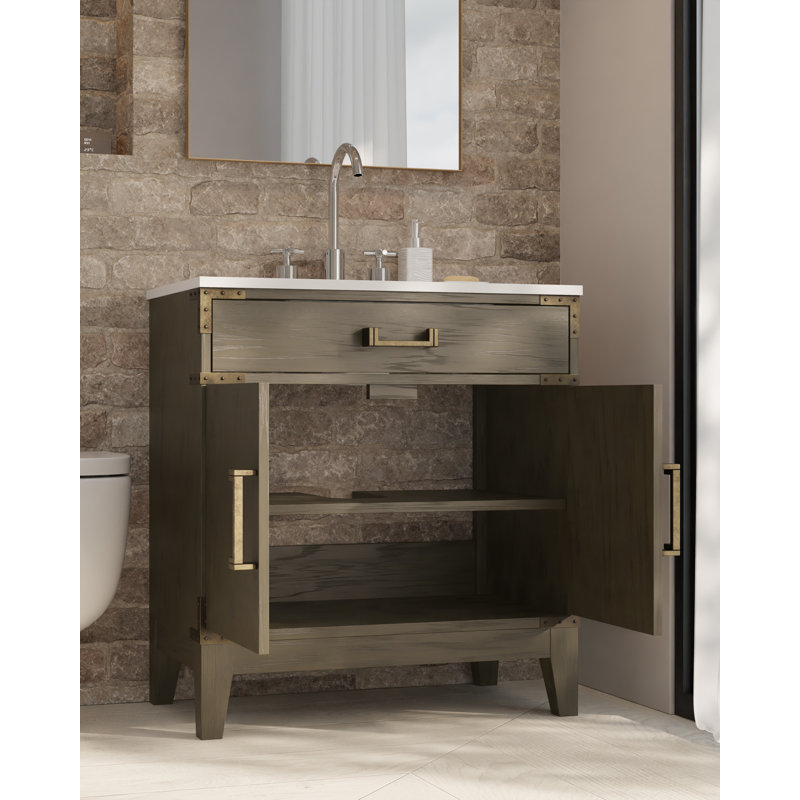 Meuble-lavabo simple l 30 po x P 22 po Laurel, Chêne brun