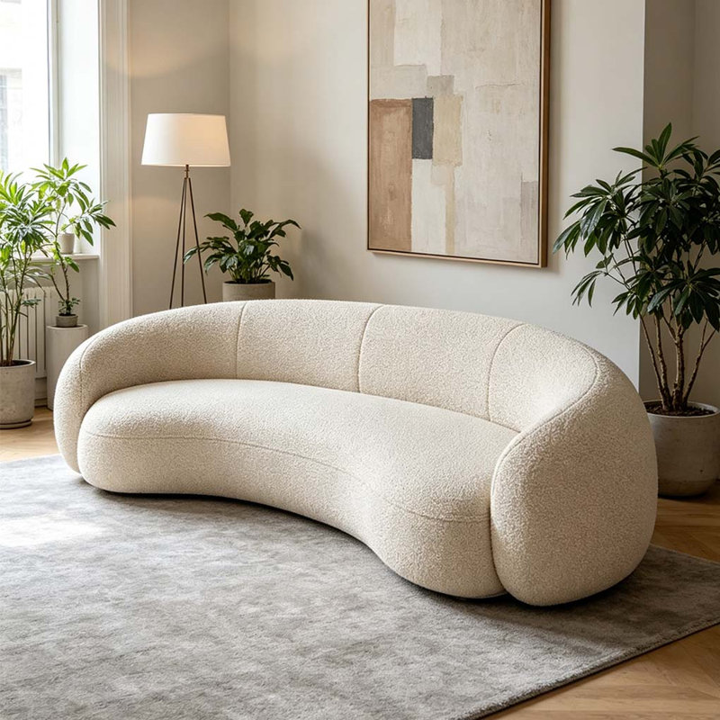 Curved Boucle Sofa