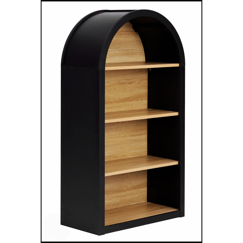 4-Tier Black Arched Bookshelf, 43 Inch Tall With Spacious Storage Shelves For Modern And Classic Decor