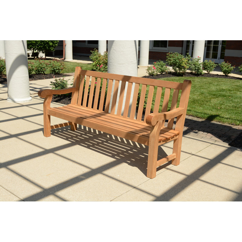 Theodore Teak Outdoor Commercial Bench, 38" H x 72" W x 28.25" D