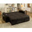 Canapé futon de style transitionnel capitonné avec porte-gobelet encastré et base convertible en lit