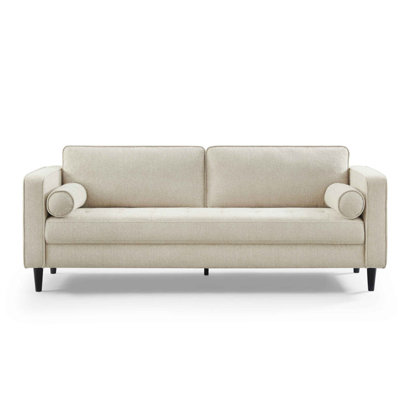 Tabitha 81.5" W Mid-Century Modern Sofa, Beige Linen Blend