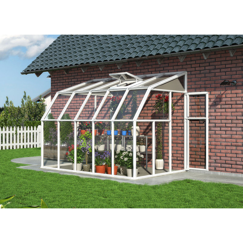 White Resin Frame Sunroom Greenhouse with Clear Acrylic Walls