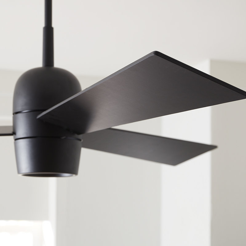Alba LED Downrod Ceiling Fan, Midnight Black with Black Blades