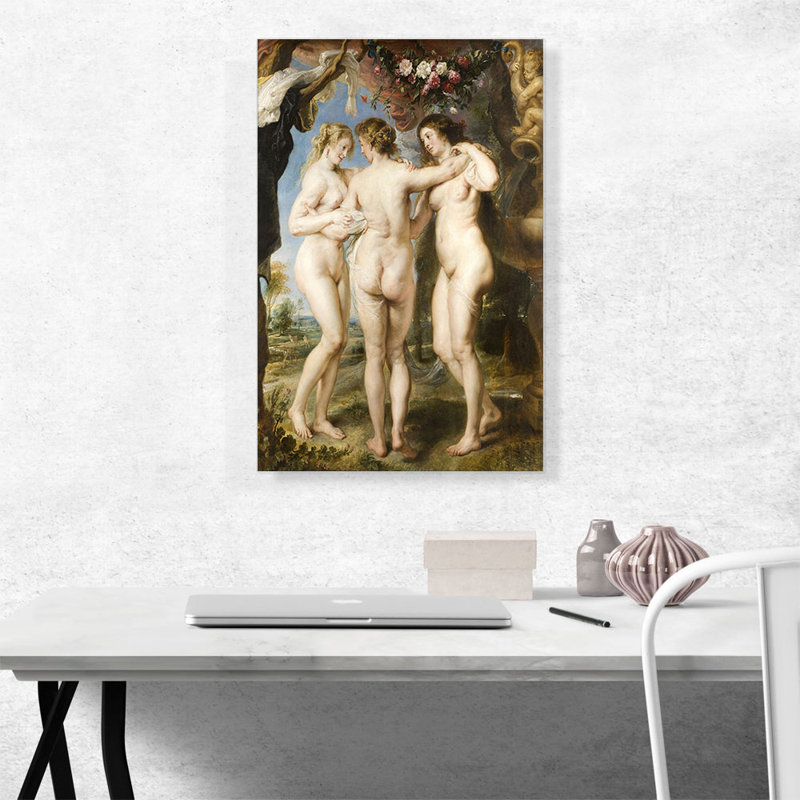 «The Three Graces 1635» par Peter Paul Rubens, reproduction d'art sur toile tendue, H 40 po x l 26 po x P 0,75 po