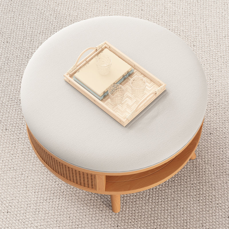 Table basse ronde avec rangement Pothos , Naturel