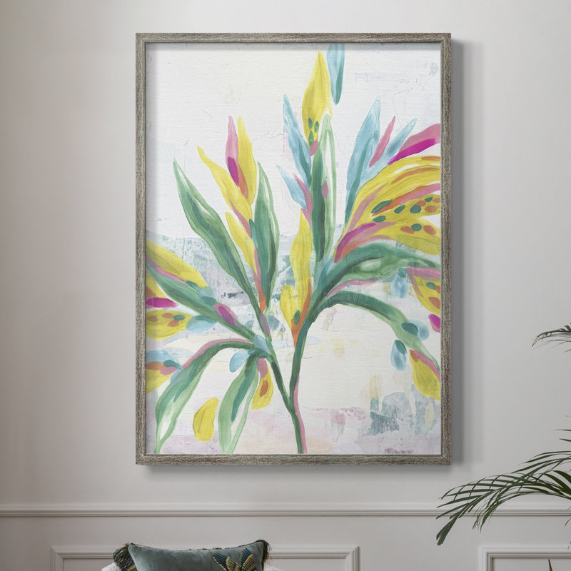 «Tropical Leaf Fresco I», reproduction encadrée - bois massif, H 15 po x l 12 po