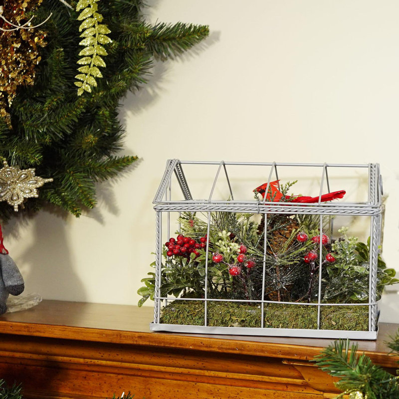Arrangement de serre de Noël artificiel rouge et vert 9 po
