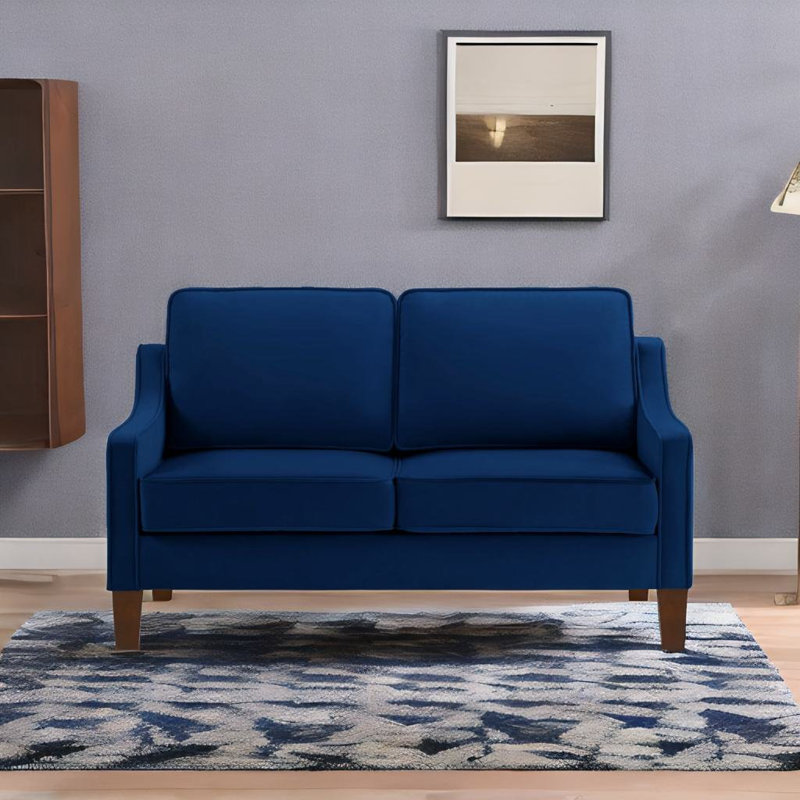 Causeuse en velours 51,5 po Harver, Velours bleu marine