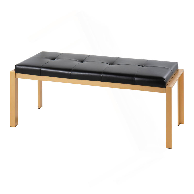 Banc contemporain en métal doré et similicuir noir par Lumisource, Noir
