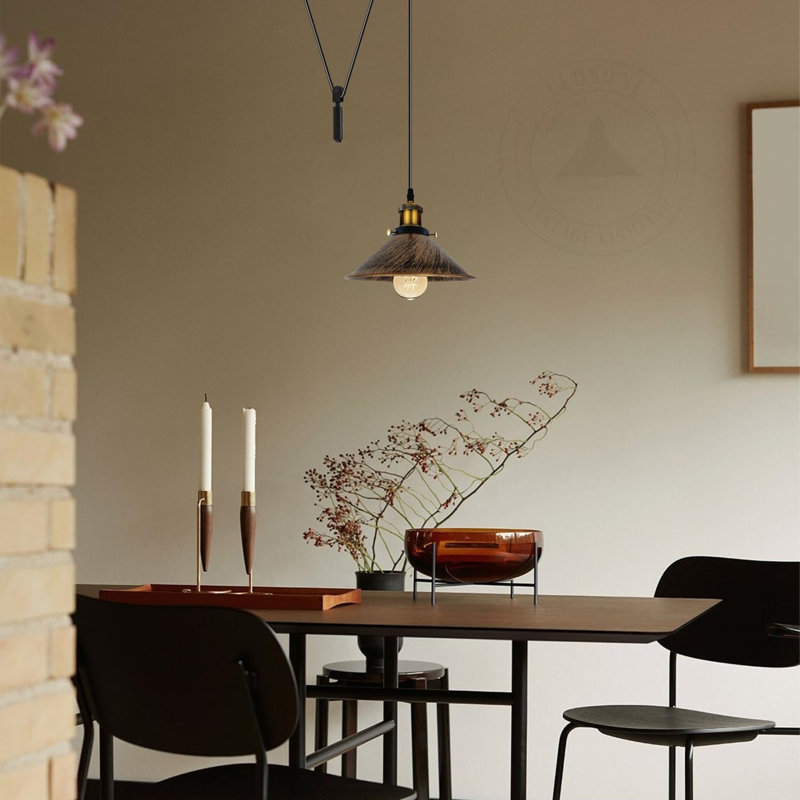 Anahla 1-Light Modern Industrial  Cone Pendant – Adjustable Ceiling Fixture for Contemporary Spaces, Yes, Blue