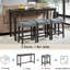 Table de bar avec chaises et prise de courant en gris foncé. Housses de tabouret en lin respirantes, fabrication et bois de plis de type 4 pièces, tabourets confortables, porto