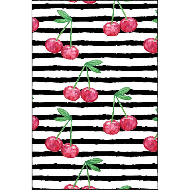 Tapis à motif floral cerise, Rond 4 pi