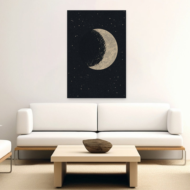 Starry Crescent Moon, paysage abstrait contemporain, impression d'art mural, 60" H x 40" W