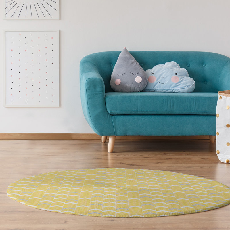 Chenille Chevron Indoor Rug, Round 5'