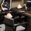 Bureau noir en bois massif en forme de L-108803829-108803826