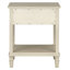 Table de chevet crème avec un tiroir et une tablette, conception de nuit classique, effet brossé, assemblage requis, contreplaqué de placage de bois, unité de rangement de style l 24 po x P 28,5 po, brossé, nécessaire,-773446207