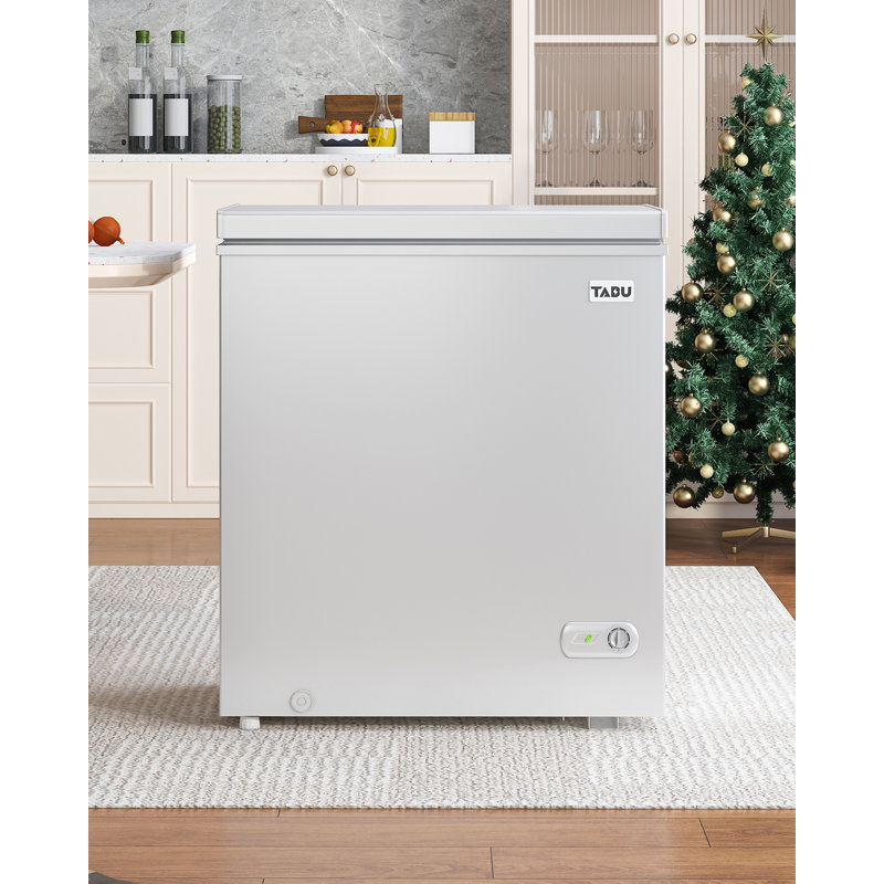 Chest Freezer, 5.0 Cu Ft Deep Freezer With Removable Storage Basket,  Top Open Door Freezer With 7 Level Adjustable Temperature, Compact Freezer With Top Open Door (white)