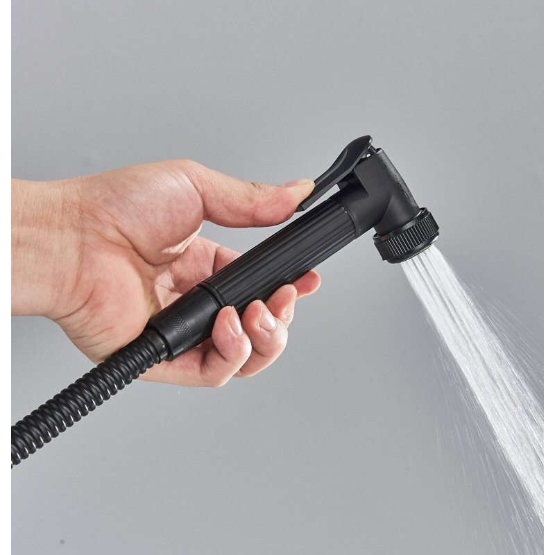 Black EXposed Bathroom Shower Mixer Twin Head Large Bar Set Square Valve System