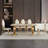 70" Faux Marble Top Metal Base Dining Table-93234939-93234940