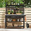 Îlot de cuisine extérieur en bois massif 64,9 "H avec plateau en acier inoxydable