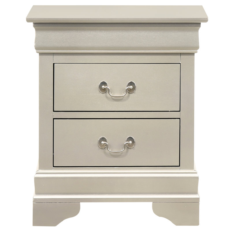 Superbe table de chevet en champagne argenté - P 21 po x l 16 po x H 24 po, 32 lb, sans assemblage, deux tiroirs pour un grand espace, ajoute de l'élégance à l'élégant DVD, au lb, et convient à divers styles de rangement