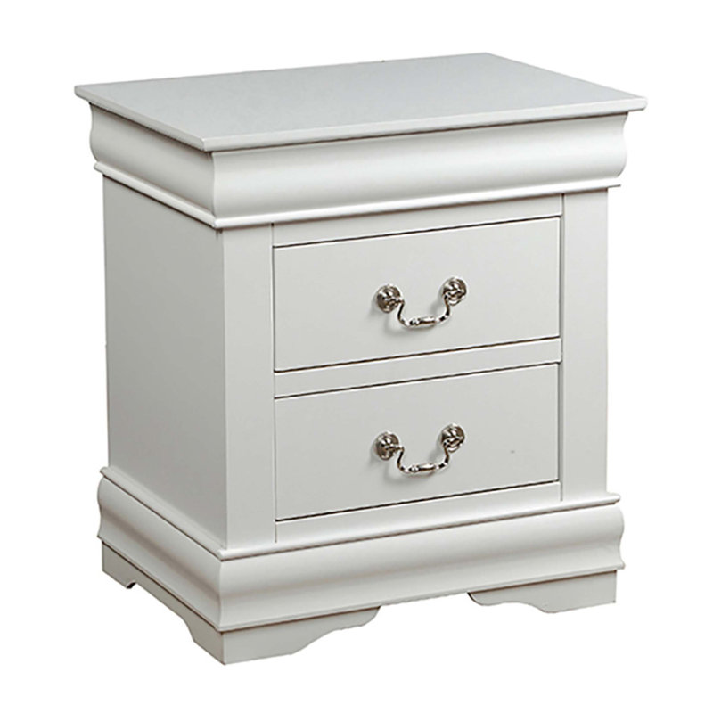 Table de chevet 2 tiroirs, Blanc