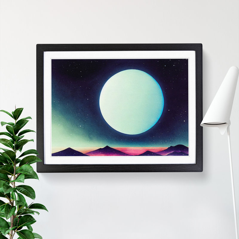 XH1022-6136X Modern Moon Vol.2 - Single Picture Frame Print, Black, 46cm H x 64cm W x 2cm D