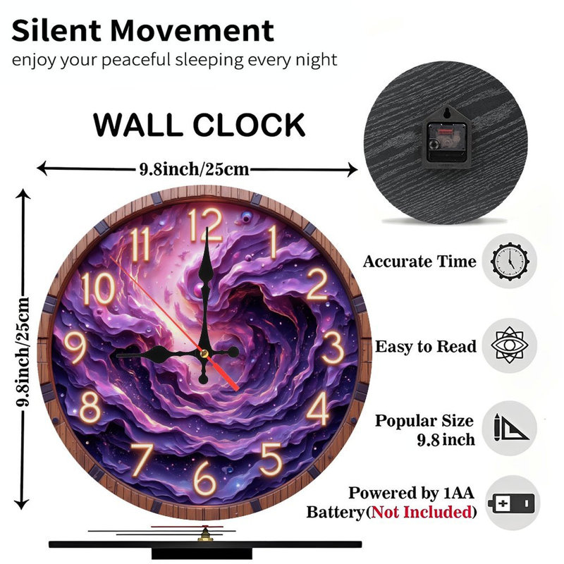 Horloge avec cadre en bois nébuleux