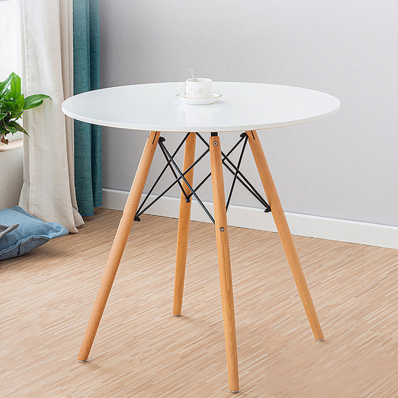 Benali Round Solid Wood Base Dining Table, White, 28.37" H x 39.4" L x 39.4" W
