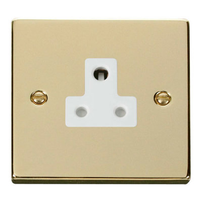 Polished Brass 1 Gang 5A Round Pin Socket