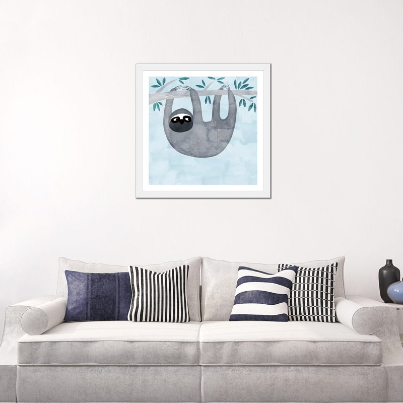« Sloth » par Nic squirrell-impression, H 24 po x l 24 po x p 1 po, Papier encadré blanc, Blanc
